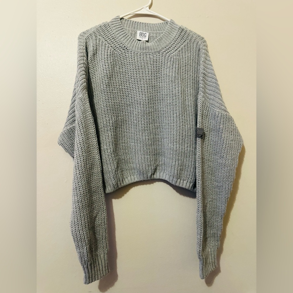 BDG Light Gray Chunky Crewneck Sweater